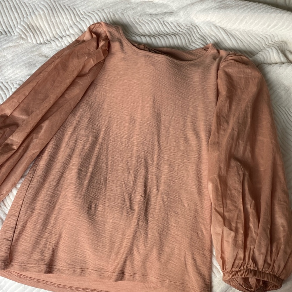 Nation LTD peach ruffle sleeve open back with bow